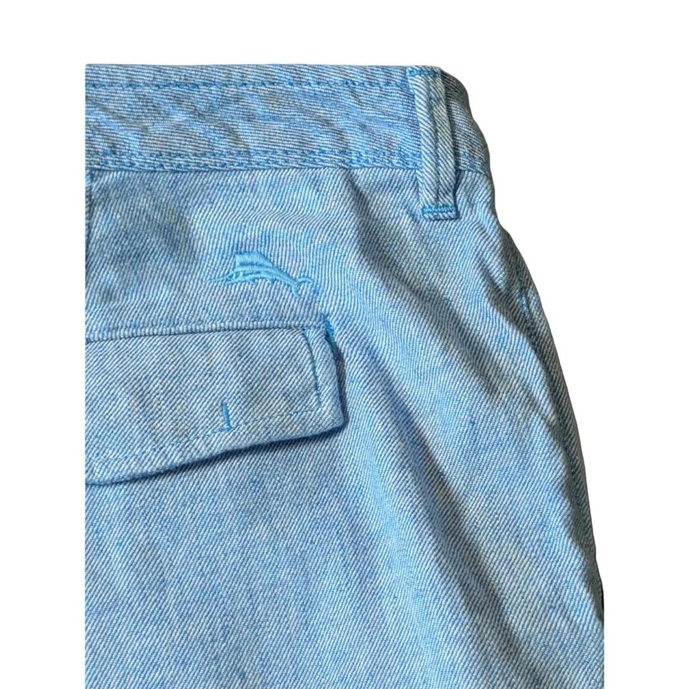 Tommy Bahama Mens Blue Chambray Shorts Flat Front Sz 42x10 Stretch NWT $100 - Picture 4 of 5